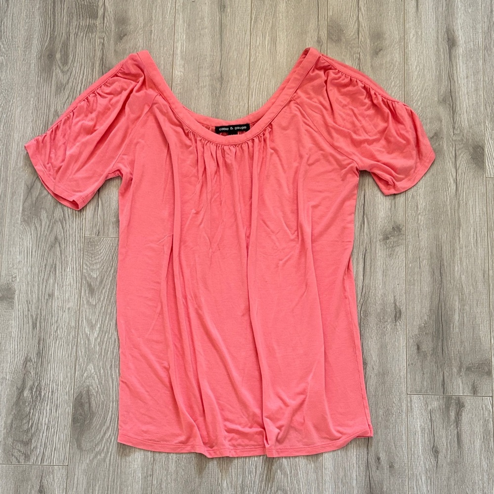 Cable & Gauge Coral Off-Shoulder Blouse